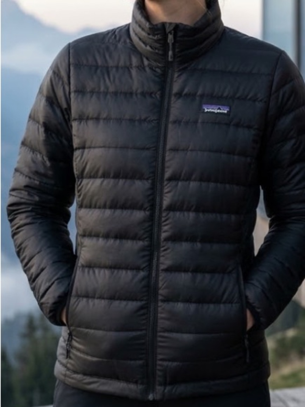 Patagonia Women's Down Sweater Black Puff Jacket Size Large